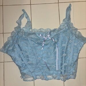 Light Blue Lace Corset Top